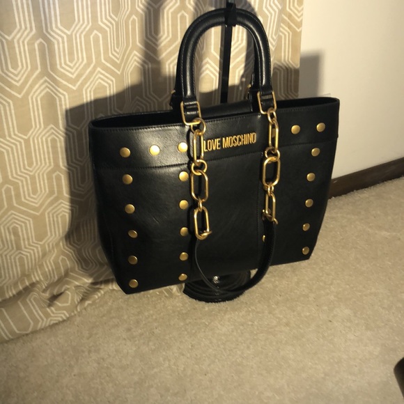 LoveMoschino Black Handbag with Gold Accents - Picture 5 of 6